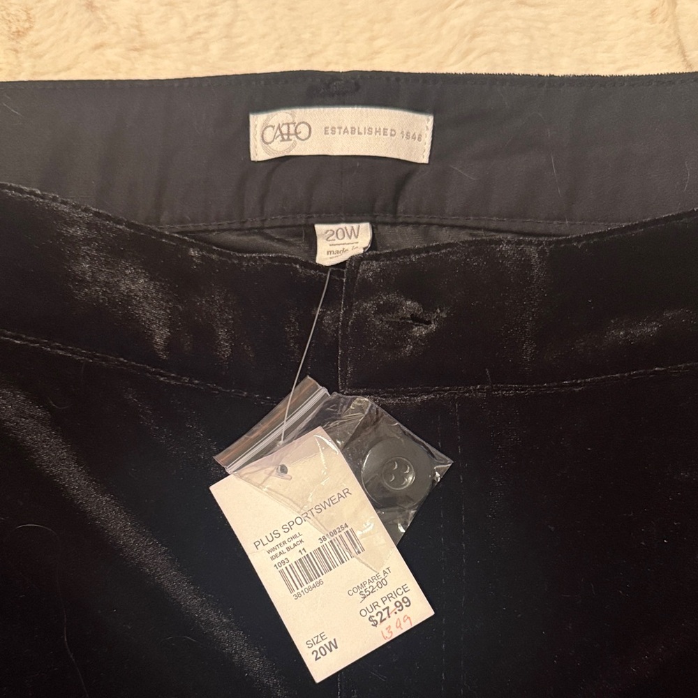 Cato Plus Size Black Velvet Trousers